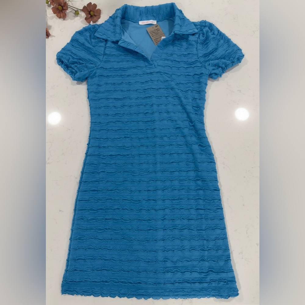 Ces Femme Textured Blue Mini Dress
